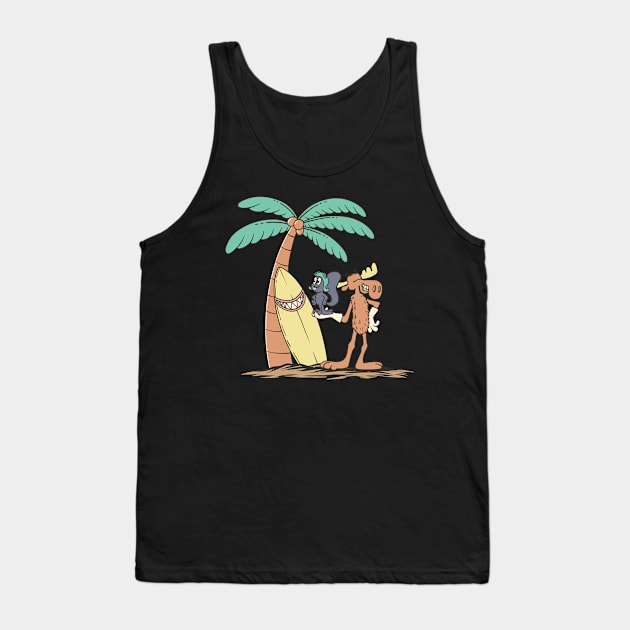 Rocky and bullwinkle surfing summer vacation Tank Top by something_kind